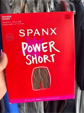 SPANX Power Short Shaper in Chestnut Brown and Red Packaging